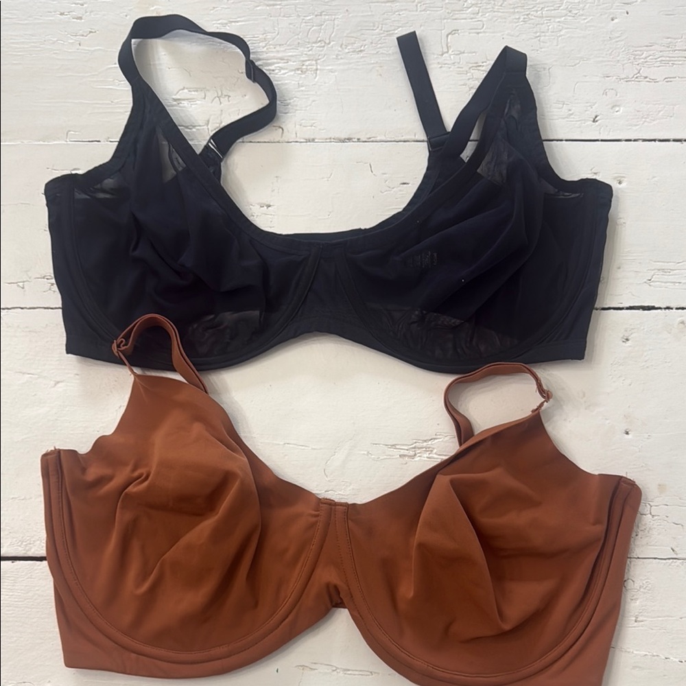 NWOT SKIMS 42DDDD Black & Cinnamon unlined full coverage bras - brand new